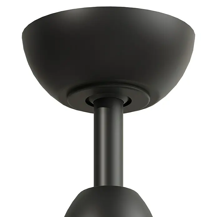 Arte confort Ventilador de techo Kenia - Roble negro, 132 cm, 34 W, Blanco cálido - Primer plano de una lámpara de techo elegante de color negro mate, que muestra un diseño moderno y una elegancia funcional.