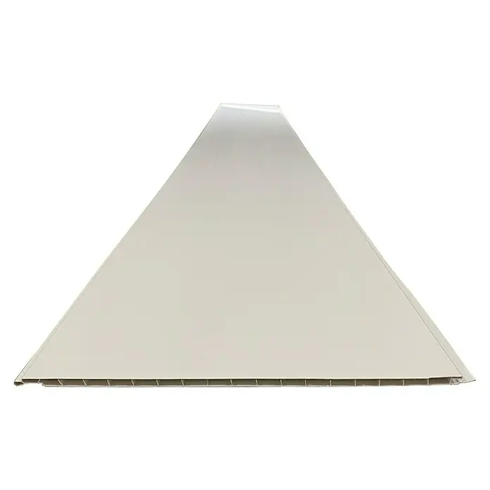 Bariperfil Revestimiento de pared de PVC Blanco - 260 x 33,3 cm, Blanco - Primer plano de un panel rectangular de plástico de color claro, ideal para revestimientos interiores y fines decorativos.