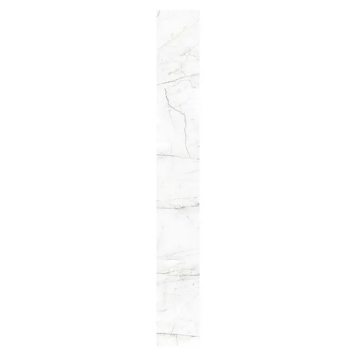Bariperfil Revestimiento de pared de PVC White Storm - 260 x 33,3 cm, Blanco - Elegante baldosa de mármol con finas vetas grises, ideal para interiores estilosos. La superficie pulida proporciona un aspecto lujoso.
