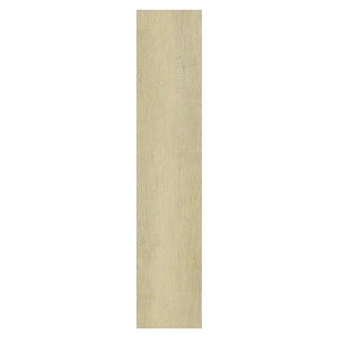 Suelo vinílico Tajo - 1.220 x 182 x 5,5 mm, Beige - Elegante panel de madera clara, ideal para interiores modernos. La veta natural aporta calidez y estilo a cualquier espacio.