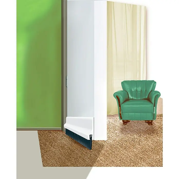 Tesa INSULATION Burlete para puerta Textil - Marrón, Apto para: Desajustes de hasta 15 mm de ancho - Un burlete de puerta blanco con cepillo en la parte inferior, diseñado para evitar corrientes de aire y ahorrar energía.