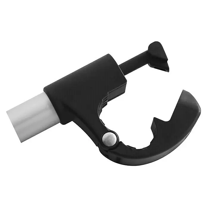 Eufab Rahmenhalter - Lang, Durchmesser: 3 cm - 6 cm, Länge: 31 cm - Schwarze, gelenkige Kunststoffklemme mit weißem Griff.