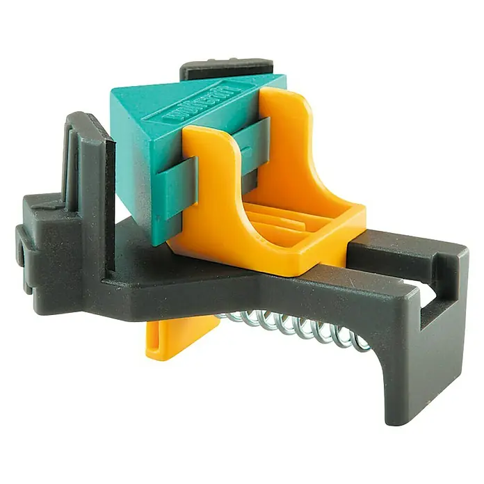 Wolfcraft Tensor para esquinas ES 22 - Anchura de sujeción: 10 mm - 22 mm - Wolfcraft Corner Clamp: Herramienta para pegar con precisión tableros y marcos en un ángulo de 90° para proyectos de carpintería y bricolaje.