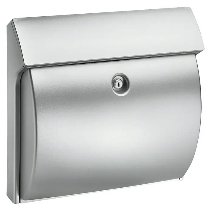 Burg-Wächter Buzón de pared Classico - L x An x Al: 38,4 x 14,5 x 37,5 cm, Plateado, Plástico, Parada de apertura - Buzón moderno de color plateado con cerradura, perfecto para uso exterior y recepción segura del correo.
