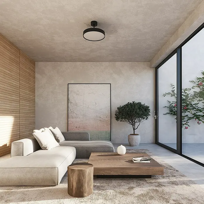 Arte confort Ventilador de techo Cairo - Negro, 112 cm, 35,8 W, Blanco cálido - Salón con ventilador de techo moderno con luz integrada, que ofrece circulación de aire e iluminación ambiental.