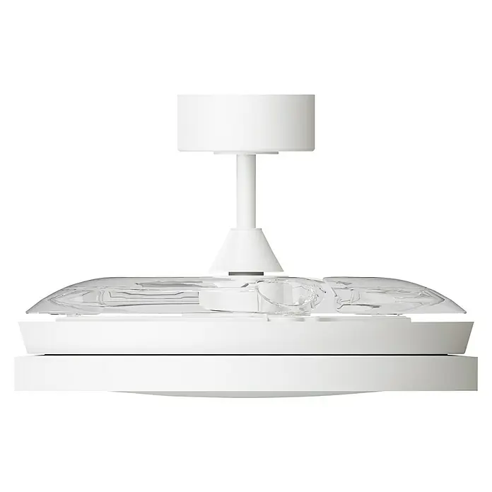 Arte confort Ventilador de techo Cairo - Blanco, 112 cm, 35,8 W, Blanco cálido - Lámpara de techo blanca con detalles transparentes. Diseño minimalista para interiores modernos, proporciona iluminación elegante.