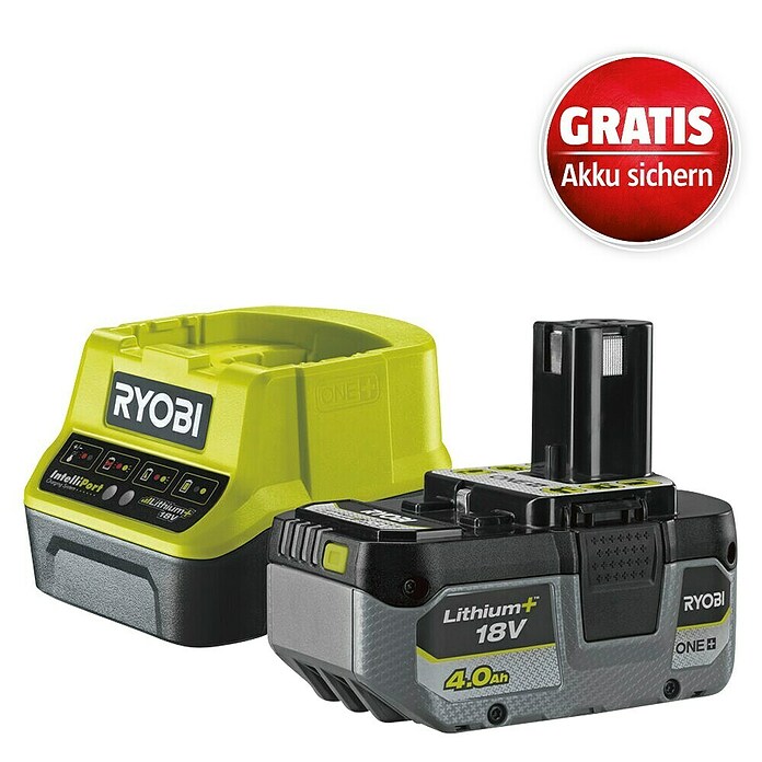 Ryobi ONE+ Akku & Ladegerät Starter-Kit RC18120-140X (18 V, 4 Ah, 1 Akku) | BAUHAUS