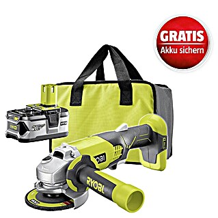 Ryobi ONE+ Akku-Winkelschleifer R18AG-140S (18 V, 1 Akku, 4 Ah, Durchmesser Scheibe: 115 mm, 7.500 U/min)