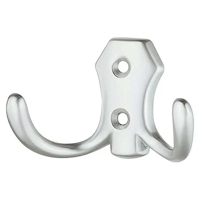 Häfele Gancho para colgar - Equipamiento: 2 ganchos, Distancia entre orificios: 20 mm, Cromado pulido - Gancho doble de metal. Ideal para colgar abrigos, sombreros y otros accesorios, este gancho ofrece una solución de almacenamiento elegante.