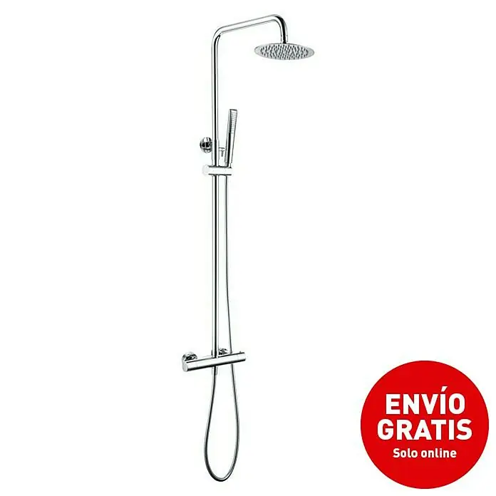 Imex Nápoles Sistema de ducha - Grifo termostático, Cromo - Columna de ducha con rociador superior y ducha de mano. Diseño moderno en cromo para un ambiente de baño elegante con envío gratuito.