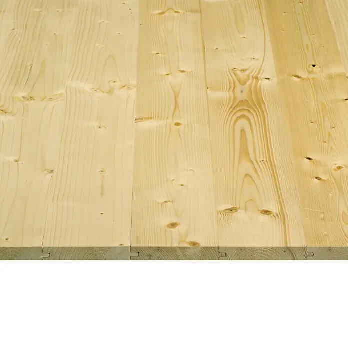 Tarima machihembrada de exterior - Abeto rojo, 2.000 x 116 x 19 mm - Parquet de madera clara con nudos y vetas, que proporciona un aspecto cálido y natural para cualquier estancia.