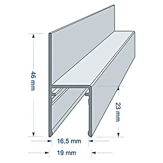 U-profil (250 cm x 16 mm, Gornja spojnica, Aluminij, Srebrne boje)