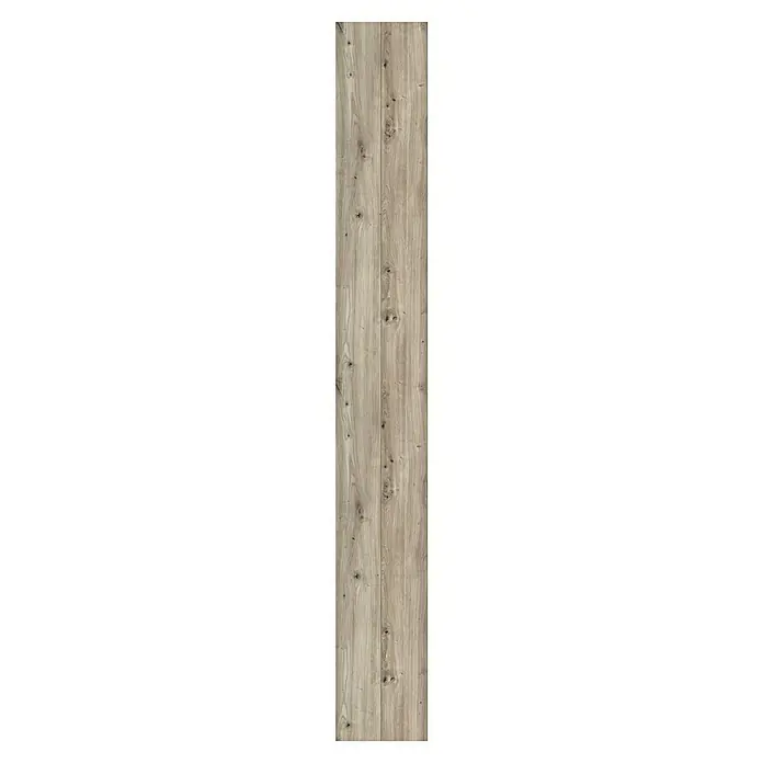 Bariperfil Revestimiento de pared de PVC Roble Rústico - 260 x 33,3 cm, Roble Rústico - Primer plano de dos paneles de madera que muestran vetas y nudos únicos, ideales para pavimentos o revestimientos de paredes.