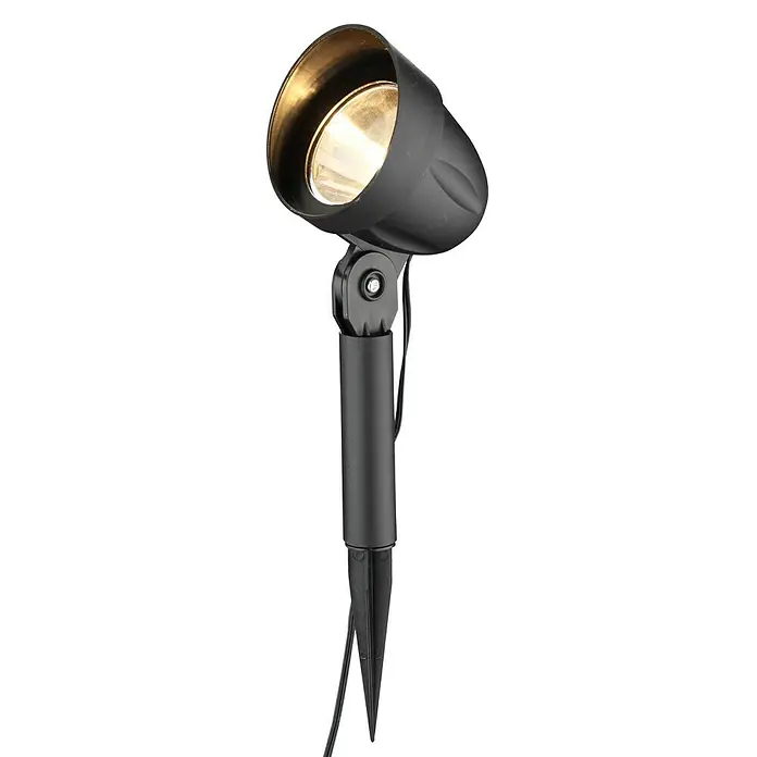 Starlux LED-Gartenspot-Set Bari - 4 W, IP44, Schwarz - Bild einer schwarzen Gartenleuchte mit Erdspieß für den Außenbereich, die eine stimmungsvolle Beleuchtung im Garten ermöglicht.