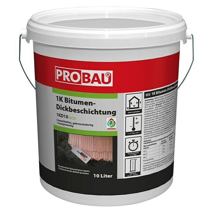 Probau Bitumen-Dickbeschichtung10 l, Lösemittelfrei, Gebrauchsfertig Front View