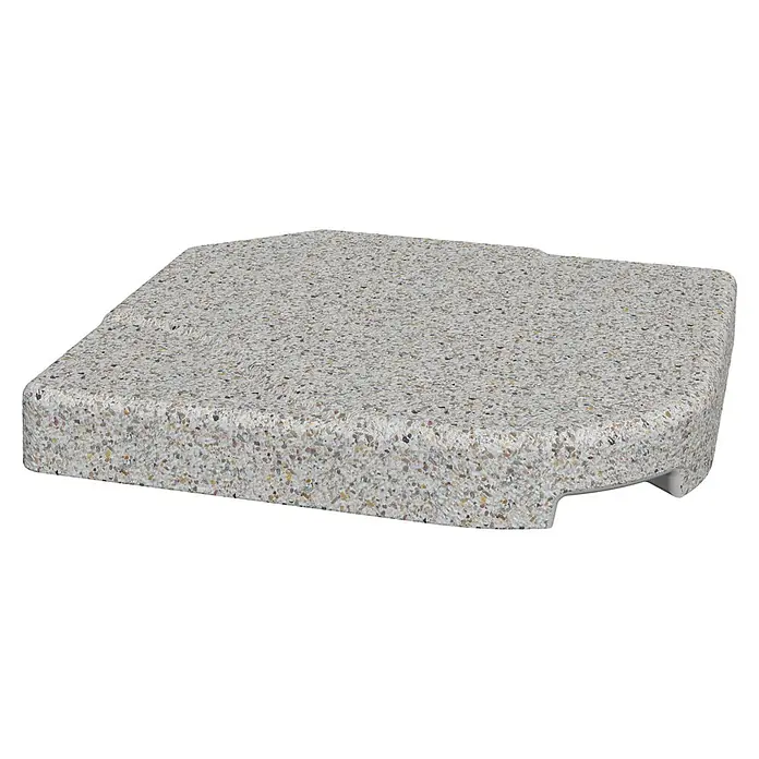Collippo Base de parasol loseta Fiji - L x An: 47 x 47 cm, Blanco jaspeado, Hormigón - Primer plano de una piedra de paso gris texturizada, ideal para jardines. La superficie es rugosa para un buen agarre.