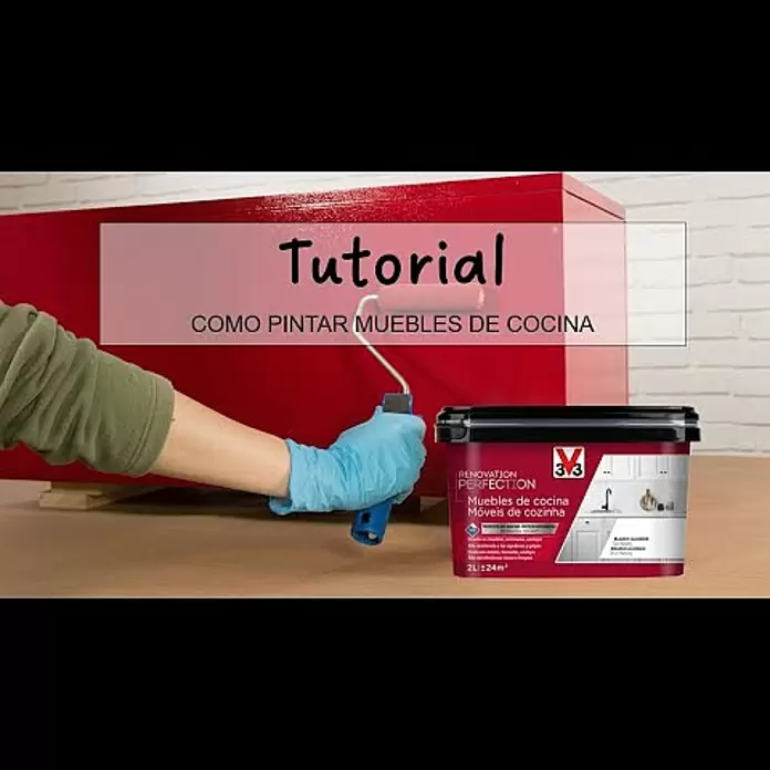 V33 Esmalte Cocinas Renovation Perfection - Lino, 750 ml, Satinado - Tutorial V33 - Como pintar muebles de cocina