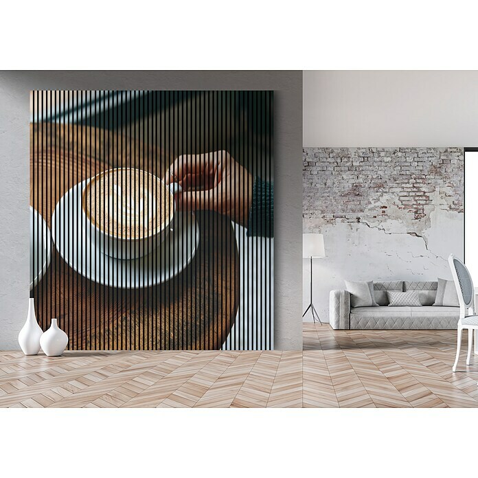 Akustikpaneel (Motiv: Kaffee 01, L x B x H: 2 400 x 2 253 x 19 mm, Braun/Weiß, Anzahl Paneele: 4 Stk.) | BAUHAUS