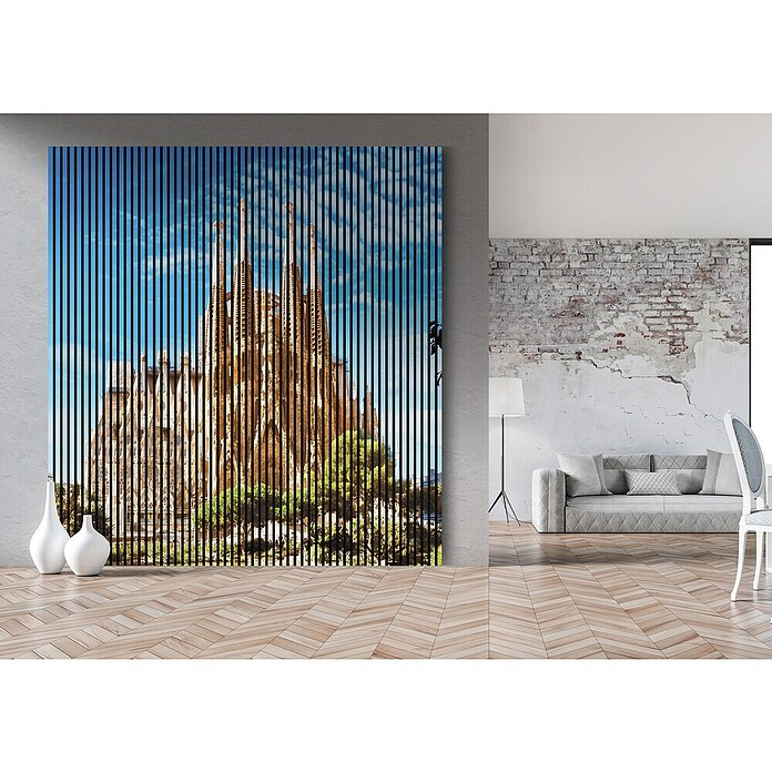 Akustikpaneel (L x B x H: 2 400 x 2 253 x 19 mm, Blau/Braun, Barcelona 01) | BAUHAUS