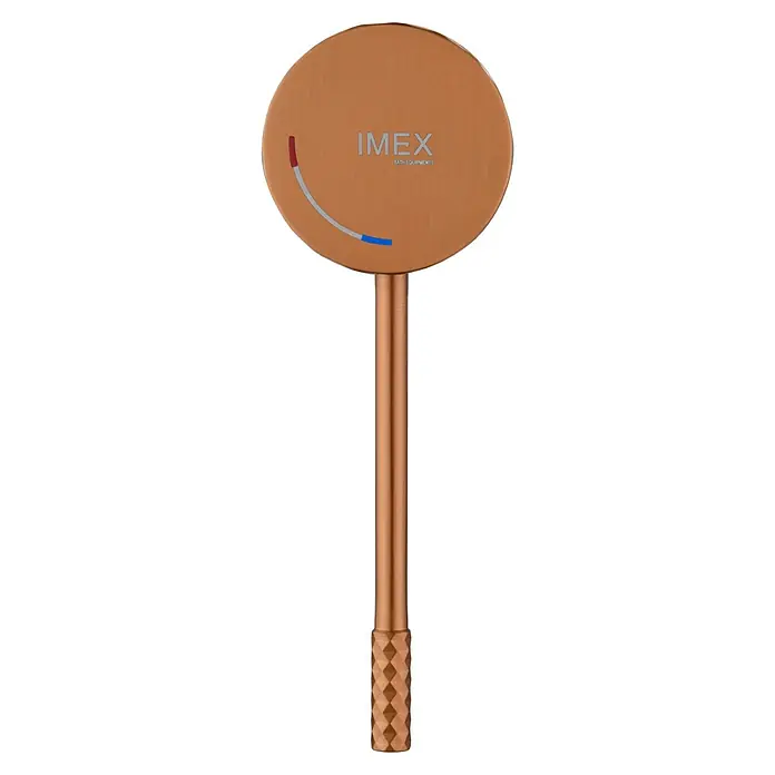 Imex Génova Grifo monomando de bidé - Oro rosa - Accesorio de baño IMEX de cobre con cabeza redonda e indicador de temperatura para diseños elegantes.