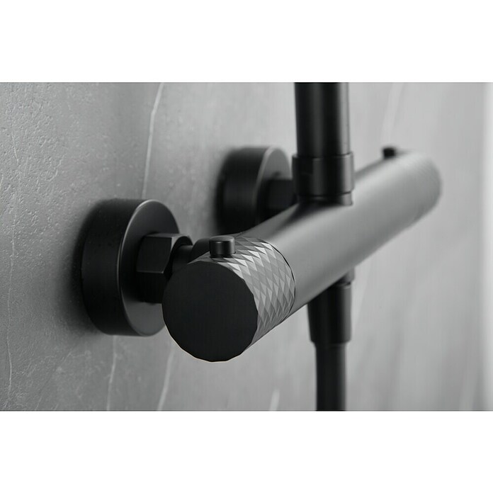 Imex Génova Sistema de ducha (Grifo termostático, Negro) | BAUHAUS