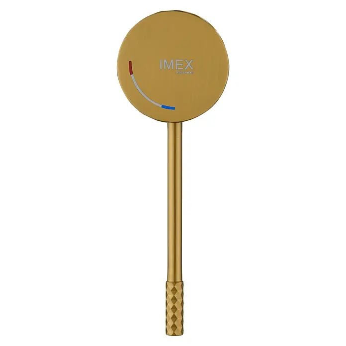Imex Génova Grifo de lavabo empotrado - Oro - Grifo dorado IMEX con indicador de temperatura. Elegante accesorio para baño y cocina.