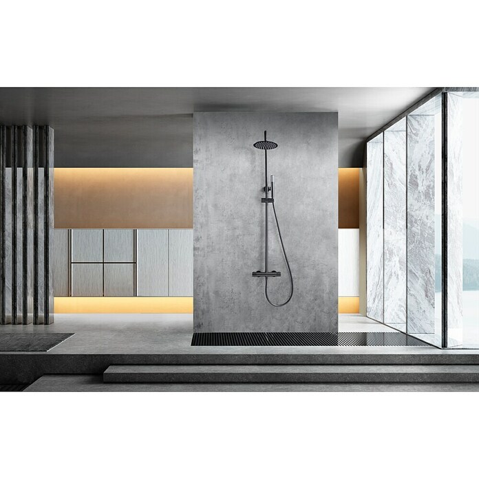 Imex Génova Sistema de ducha (Grifo termostático, Black gun metal) | BAUHAUS