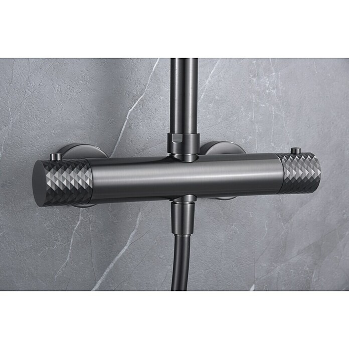 Imex Génova Sistema de ducha (Grifo termostático, Black gun metal) | BAUHAUS