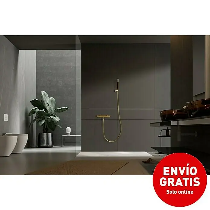 Imex Génova Grifo con termostato - Ancho: 29,5 cm, Oro - Elegante baño con sistema de ducha dorado, diseñado para una lujosa experiencia de ducha.