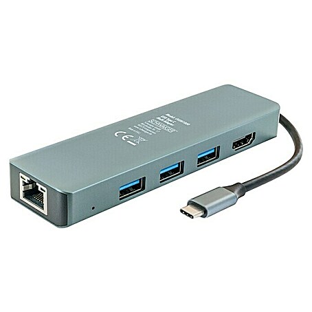 Schwaiger USB-Adapter USB Type C Multiport 6in1 (Grau, USB C-Stecker)