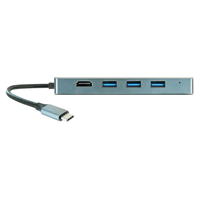 Schwaiger USB-Adapter USB Type C Multiport 6in1 - Grau, USB C-Stecker - USB-C-Hub mit HDMI- und USB-Anschlüssen zur Erweiterung der Konnektivität für Laptops und andere Geräte. Kompakt und praktisch für unterwegs.