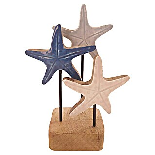 Figura decorativa Estrella de Mar (L x An x Al: 16 x 10 x 29 cm, Multicolor, Madera)
