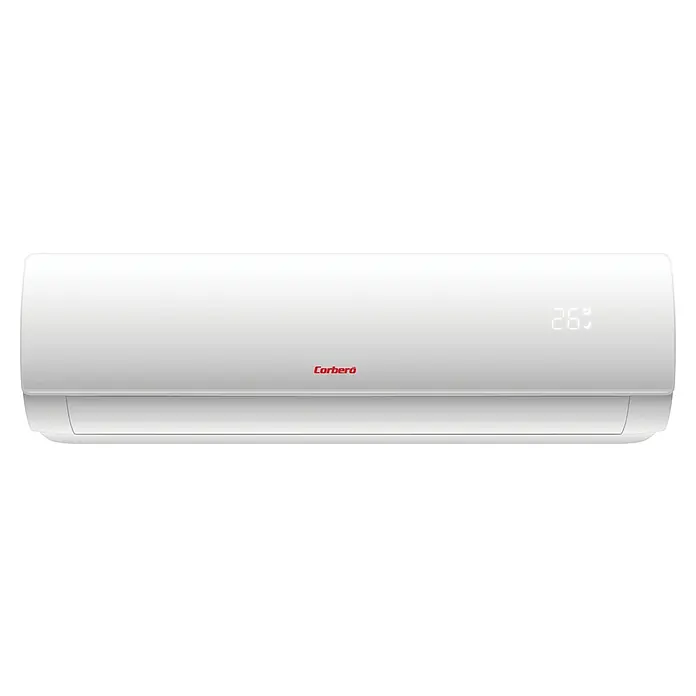 Corberó Aire acondicionado Inverter Austral 12 - 3.500 W, 3.500 W, 22 m², Blanco - Primer plano de un aire acondicionado Corberó blanco, que proporciona una temperatura ambiente cómoda y regulada para el confort y el bienestar.