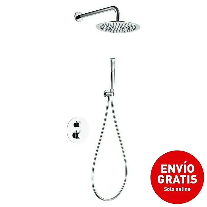 Imex Nápoles Sistema de ducha empotrado - Cromo - Conjunto de ducha con ducha de mano y termostato. Este juego de ducha cromado garantiza una experiencia agradable.