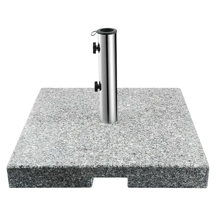 Sunfun Granitschirmständer Korinth - 60 kg, 55 x 55 cm - Robuster Schirmständer aus Granit mit poliertem Edelstahlrohr für Sonnenschirme. Für einen sicheren Halt und stilvollen Look.