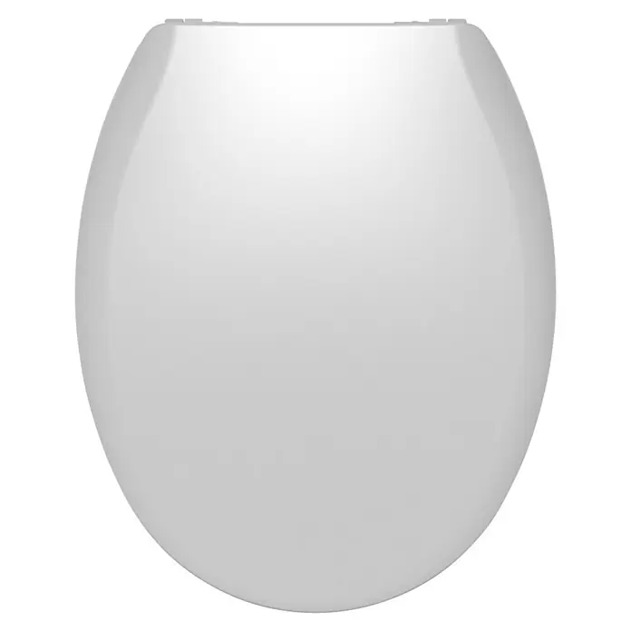 Camargue WC-Sitz Shape - Duroplast, Weiß, Mit Absenkautomatik - Ein hochglänzender, weißer WC-Sitz in sanfter, runder Form, der ein Gefühl von Sauberkeit und Komfort im Badezimmer vermittelt.