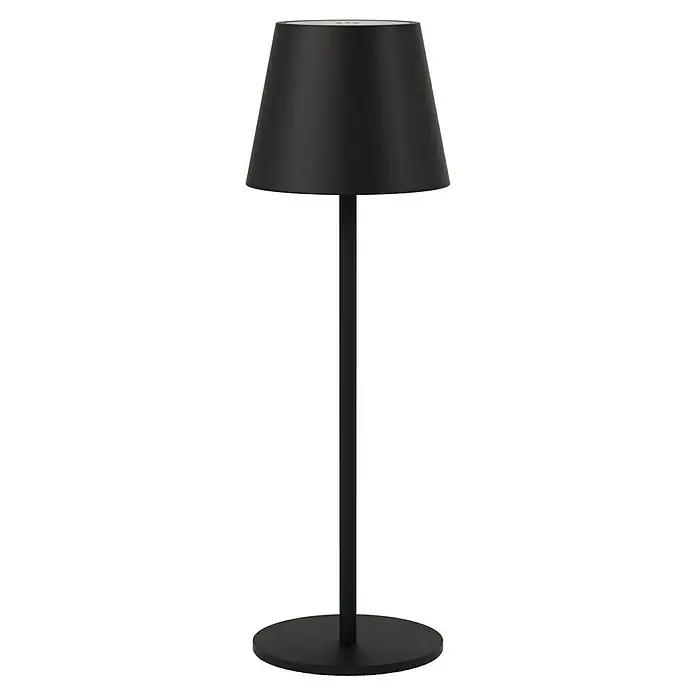 Starlux Paola Akku-Tischleuchte - 3 W, L x B x H: 11 x 11 x 36 cm, Schwarz, Warmweiß - Schwarze Tischleuchte mit konischem Schirm und schlankem Ständer, ideal für moderne Interieurs und gemütliche Beleuchtung.