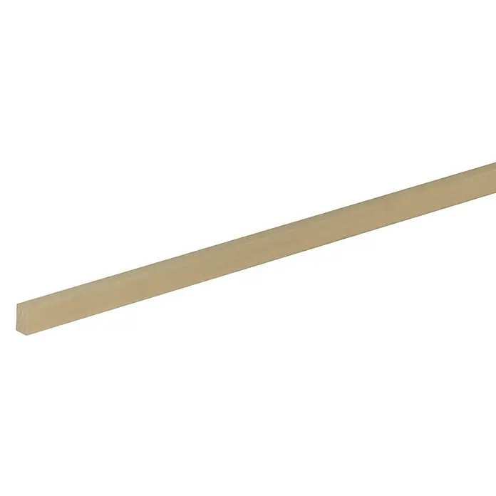 Profiles and more Rechteckleiste - 95 cm x 13 mm x 8 mm, Buche - Nahaufnahme einer hellbraunen, quadratischen Holzleiste. Ideal für Modellbau, Bastelarbeiten und feine Holzprojekte.