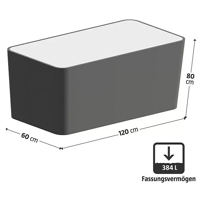 Gardol Hochbeet Set - 120 x 80 x 60 cm, Holz, Braun - Dunkelgraue rechteckige Aufbewahrungsbox mit weißem Deckel, Maße 120x60x80 cm, Fassungsvermögen 384 L.