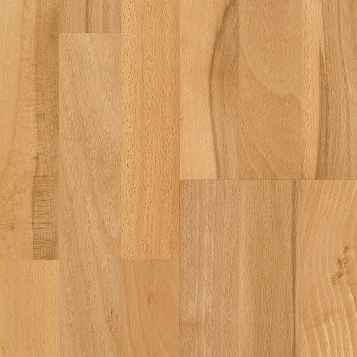 Parador Parkettmuster Basic 11-5 Buche Rustikal matt lackiert - 200 x 185 x 11,5 mm, Schiffsboden - Nahaufnahme von Buchenparkett.