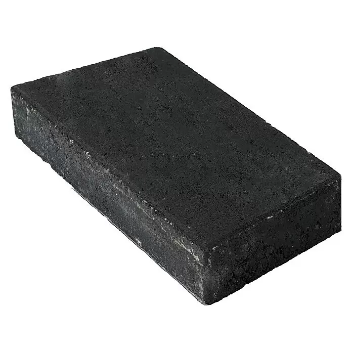 Diephaus Mähstein Flex - 24 x 12 x 4 cm, Anthrazit, Beton - Schwarzer rechteckiger Pflasterstein mit rauer, strukturierter Oberfläche.