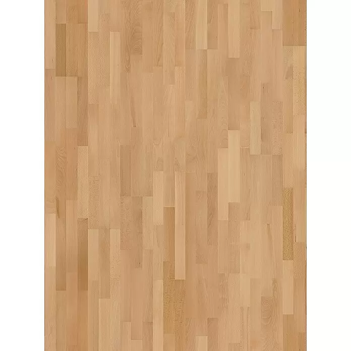 Parador Parkett Basic 11.5 - Buche Natur matt lackiert, Schiffsboden, 2.200 x 185 x 11,5 mm - Helle Holzoberfläche mit rechteckigen Brettern in versetztem Muster.
