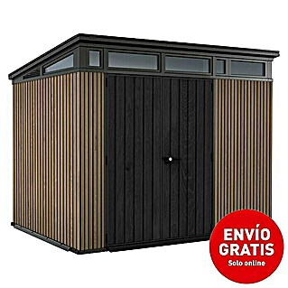 Keter Caseta para jardín Venetian Pent 9x7 (Medidas ext. (An x Pr): 277 x 218 cm, Plástico, Marrón/Antracita, 6 m²)