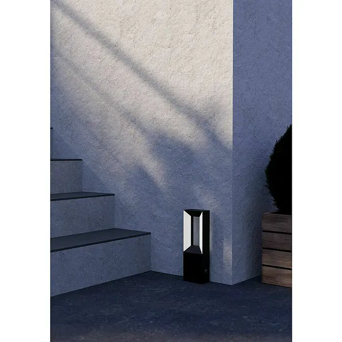 Eglo Riforano Sobremuro exterior - Color del marco: Negro, Blanco cálido, 6 x 11 x 34 cm, Con bombillas - Luz exterior negra moderna con un diseño elegante, perfecta para iluminar caminos y jardines. Material duradero que asegura su longevidad.