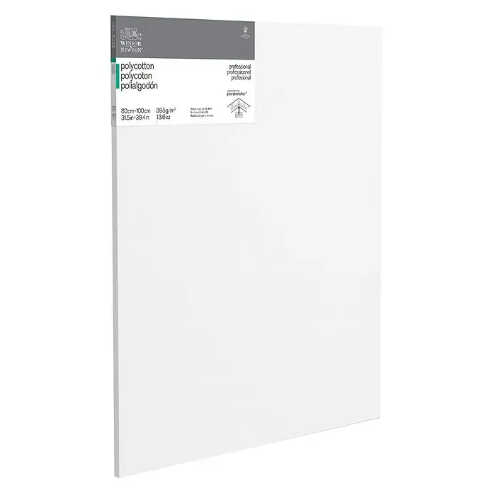 Winsor & Newton Keilrahmen Professionell - 80 x 100 x 2,1 cm, Baumwoll-Mischgewebe, 3-fach grundiert, Grammatur: 385 g/m², Mittelfein - Weiße Winsor & Newton Leinwand aus Polybaumwolle, ideal für professionelle Künstler und anspruchsvolle Projekte.