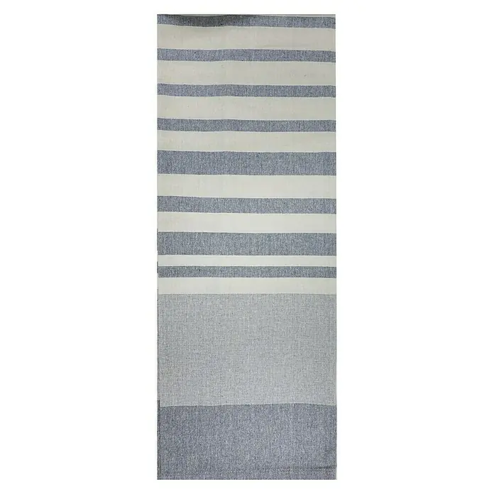 Manta para sofá Raya - 150 x 250 cm, Textil, Azul - Una alfombra de rayas con rayas azules y blancas, perfecta para añadir un toque acogedor y elegante a cualquier habitación.
