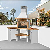 Collippo Barbacoa de obra Sesimbra con mesas auxiliares (An x Pr x Al: 170 x 58 x 240 cm, Superficie parrilla: 60 x 38 cm, Marrón) | BAUHAUS