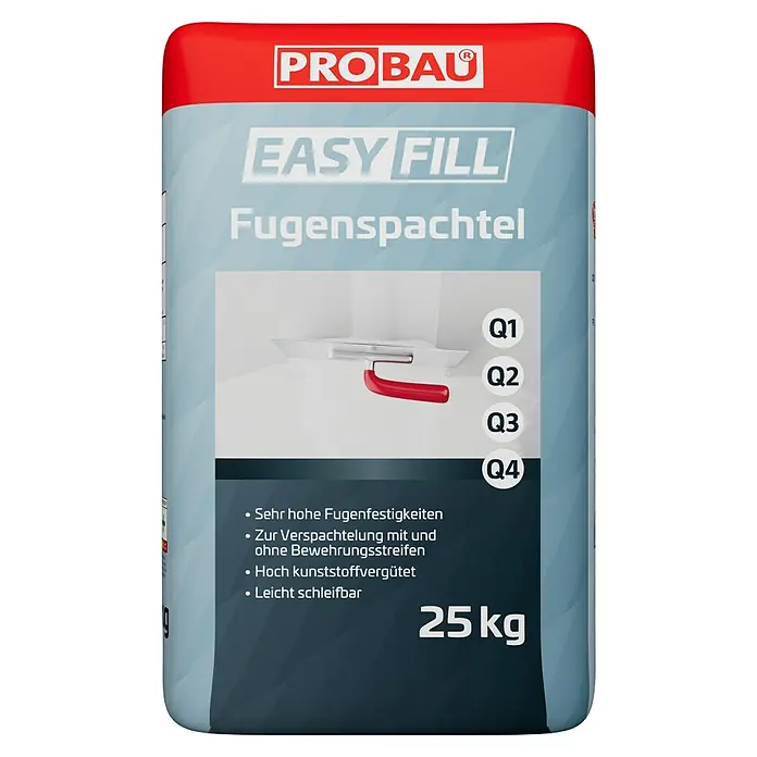 Probau Fugenspachtel Easyfill - 25 kg - Ein Sack PROBAU Easy Fill Fugenspachtel, ideal zum Füllen von Fugen, mit 25 kg Inhalt und der Qualitätsstufe Q4.