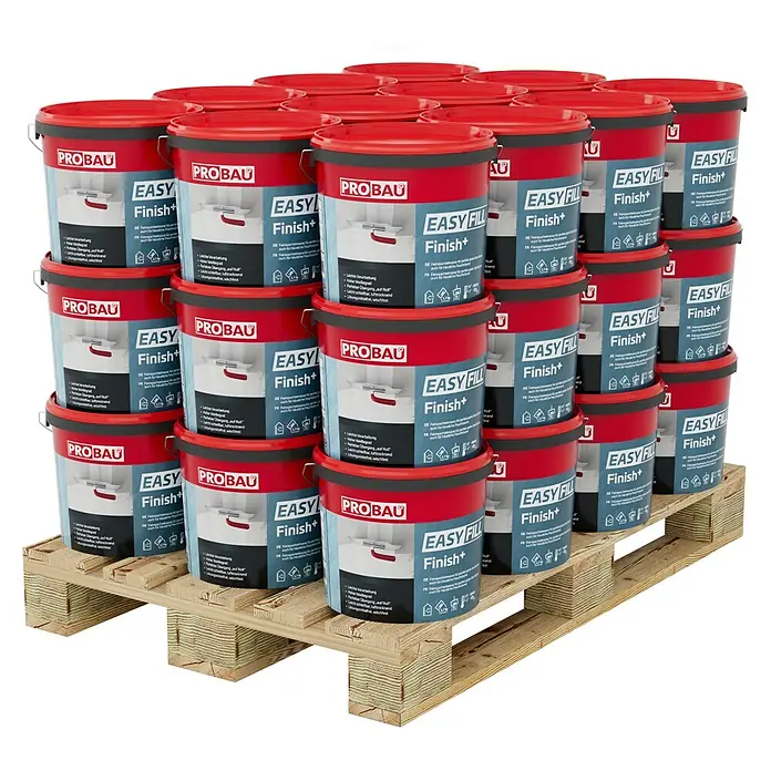 Probau Feinspachtel Easyfill Finish+ - 18 kg - Palette mit mehreren Eimern PROBAU Easy Finish+. Ideal zum Verspachteln von Oberflächen. Hohe Qualität für ein ebenmäßiges Ergebnis.