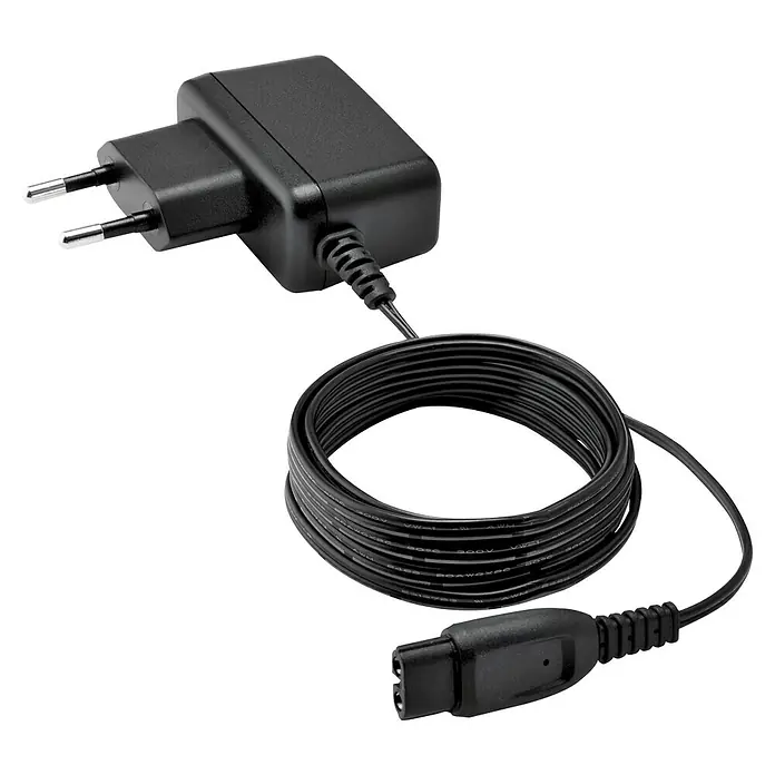 Kärcher Schnellladegerät - Passend für: Kärcher Fenstersauger WV 6 Plus/WV 6 Premium/WV 6 + KV 4/WV 6 + KV 4 Premium - Schwarzes Ladegerät mit Eurostecker und Kabel auf schwarzem Hintergrund. Ideal zum Aufladen verschiedener Geräte.